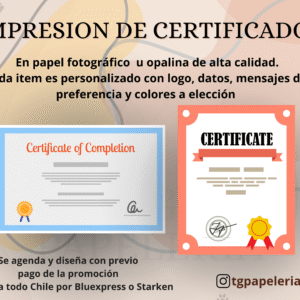 IMPRESION DE CERTIFICADOS Y DIPLOMAS